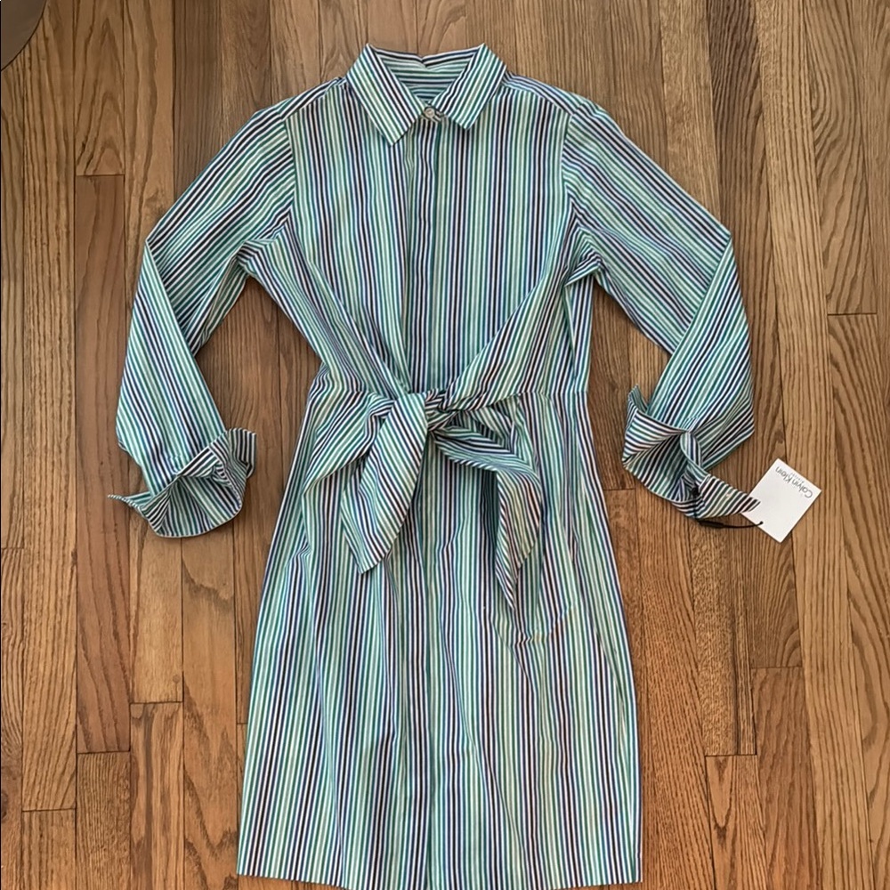 NWT Calvin Klein Striped Shirt Dress